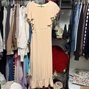 Bohme Cream Ruffle Maxi Dress